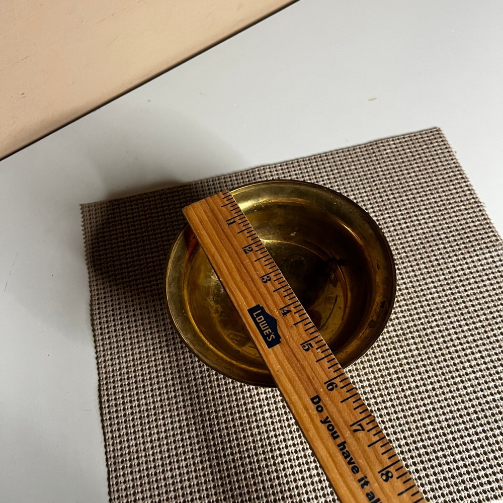 Vintage Solid Brass Pedestal Bowl Made in India Footed Decorative Dish 4.5" - Picture 4 of 7
